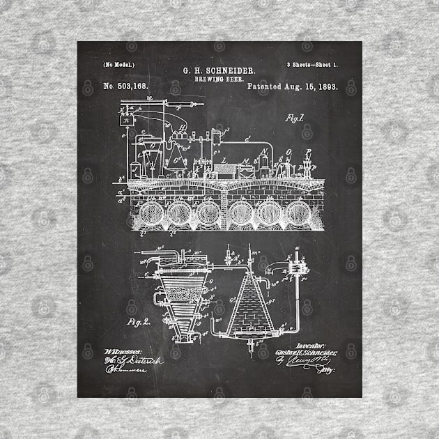 Brewing Beer Patent - Beer Art - Black Chalkboard by patentpress